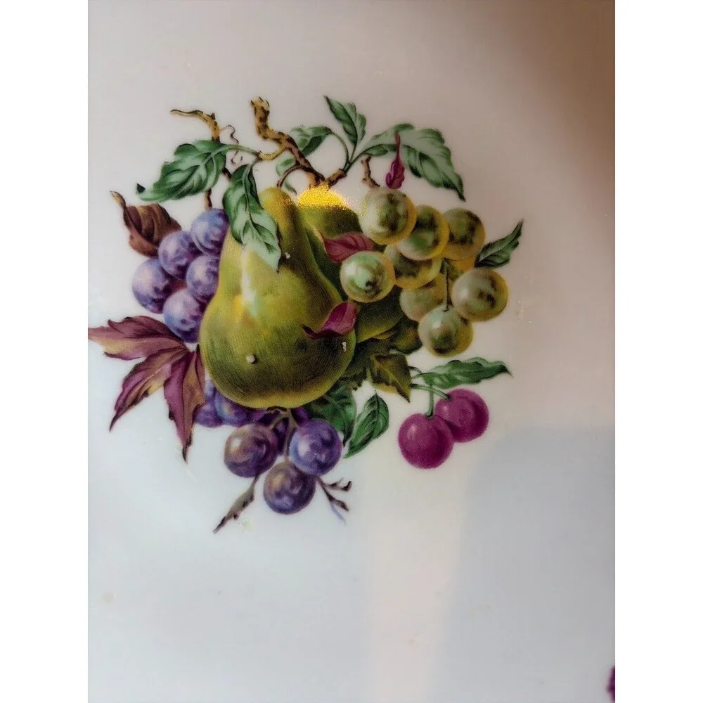 Naaman of Israel Fruit Themed Round Ceramic Pedestal Serving Bowl 10